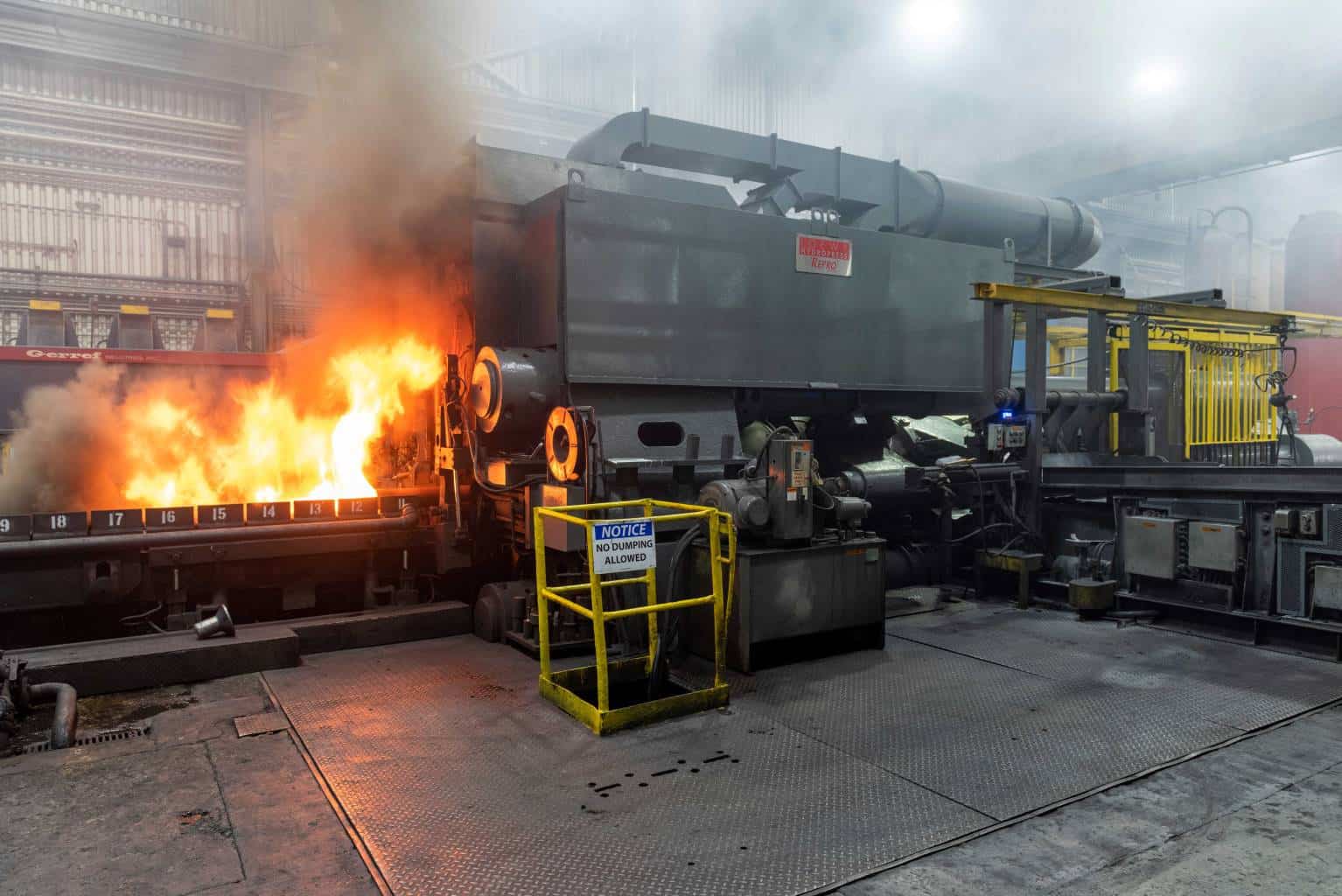 Machinery with flame