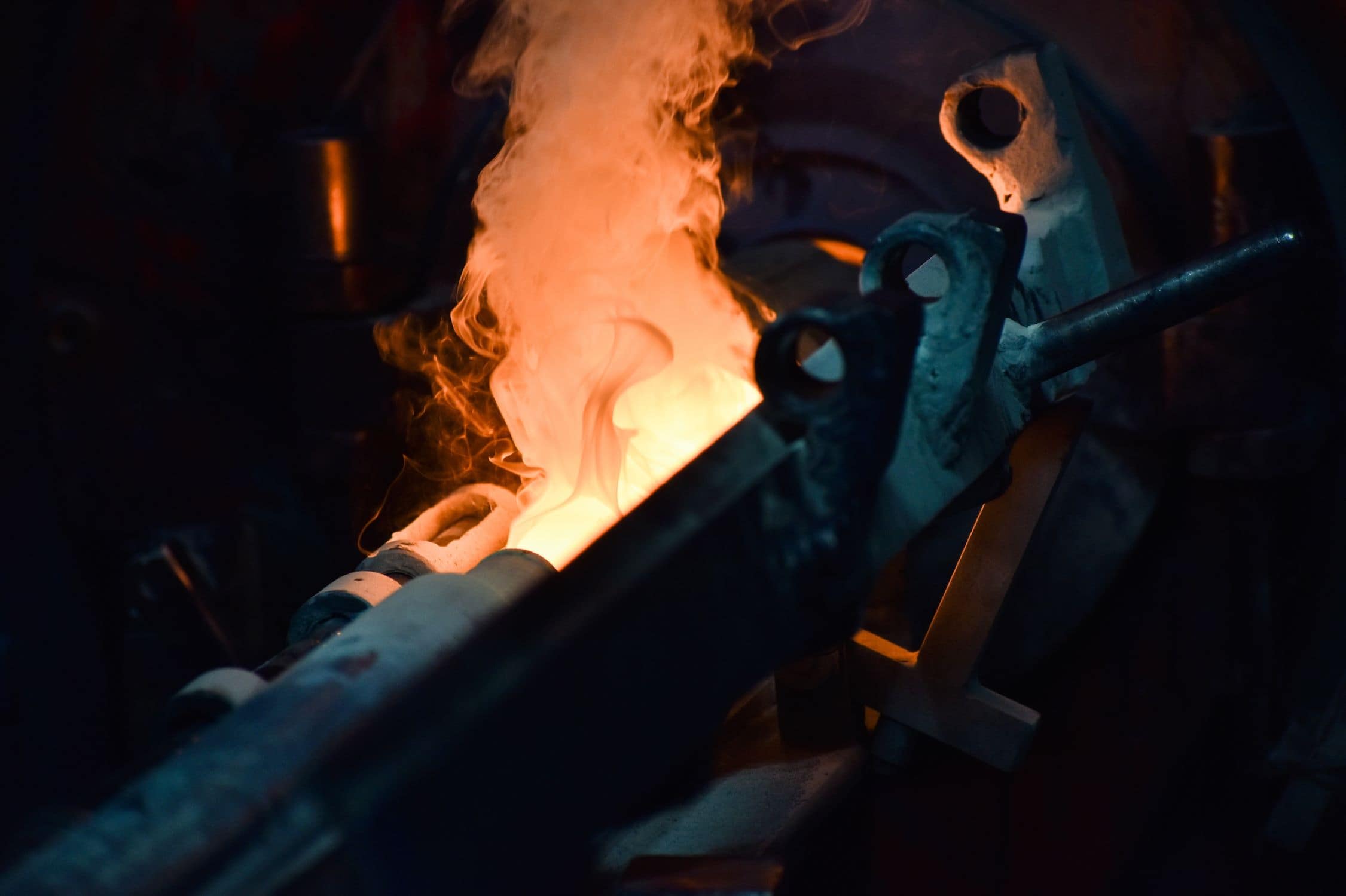 Flame in metal pipe